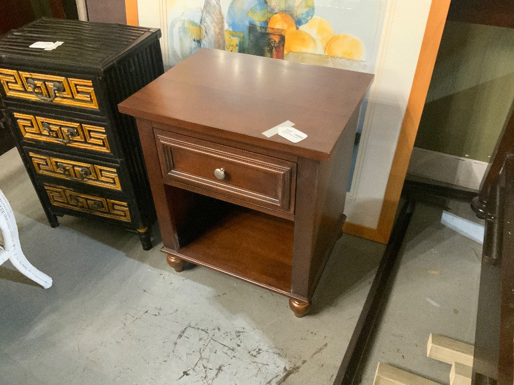 Dark Wood Night Stand w/ Drawer